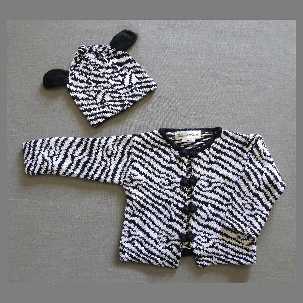 Zebra cardigan n hat, Hipster Baby, Black n white